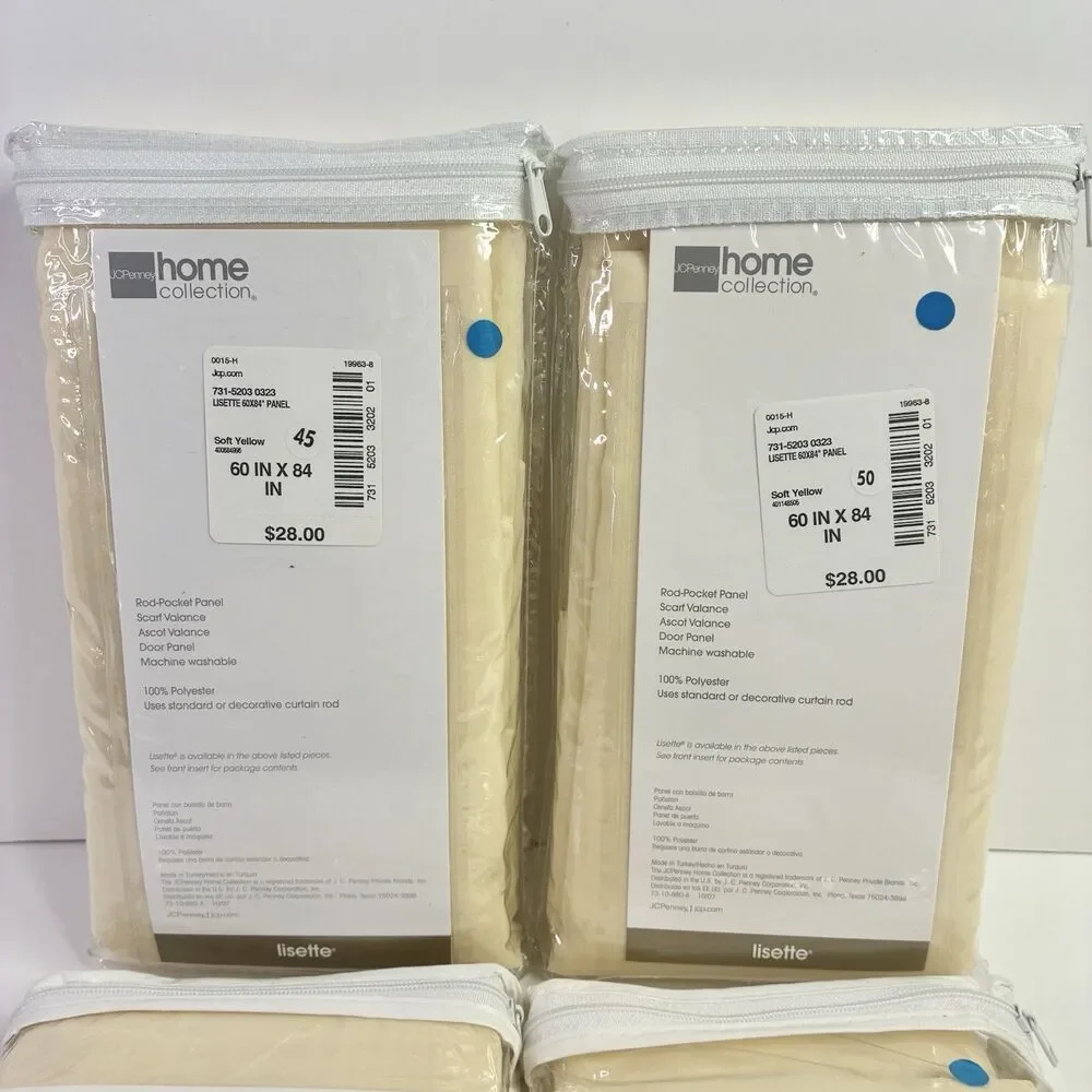 Lot Of 4 JCPenney Home Collection Panel Curtain Lisette Soft Yellow 60